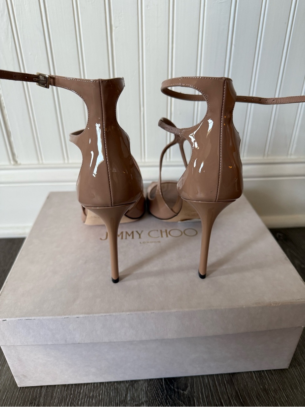 ❗️SOLD❗️Jimmy Choo Azia 95 Ballet Pink Patent Leather Strappy Sandals Size - Picture 6 of 10